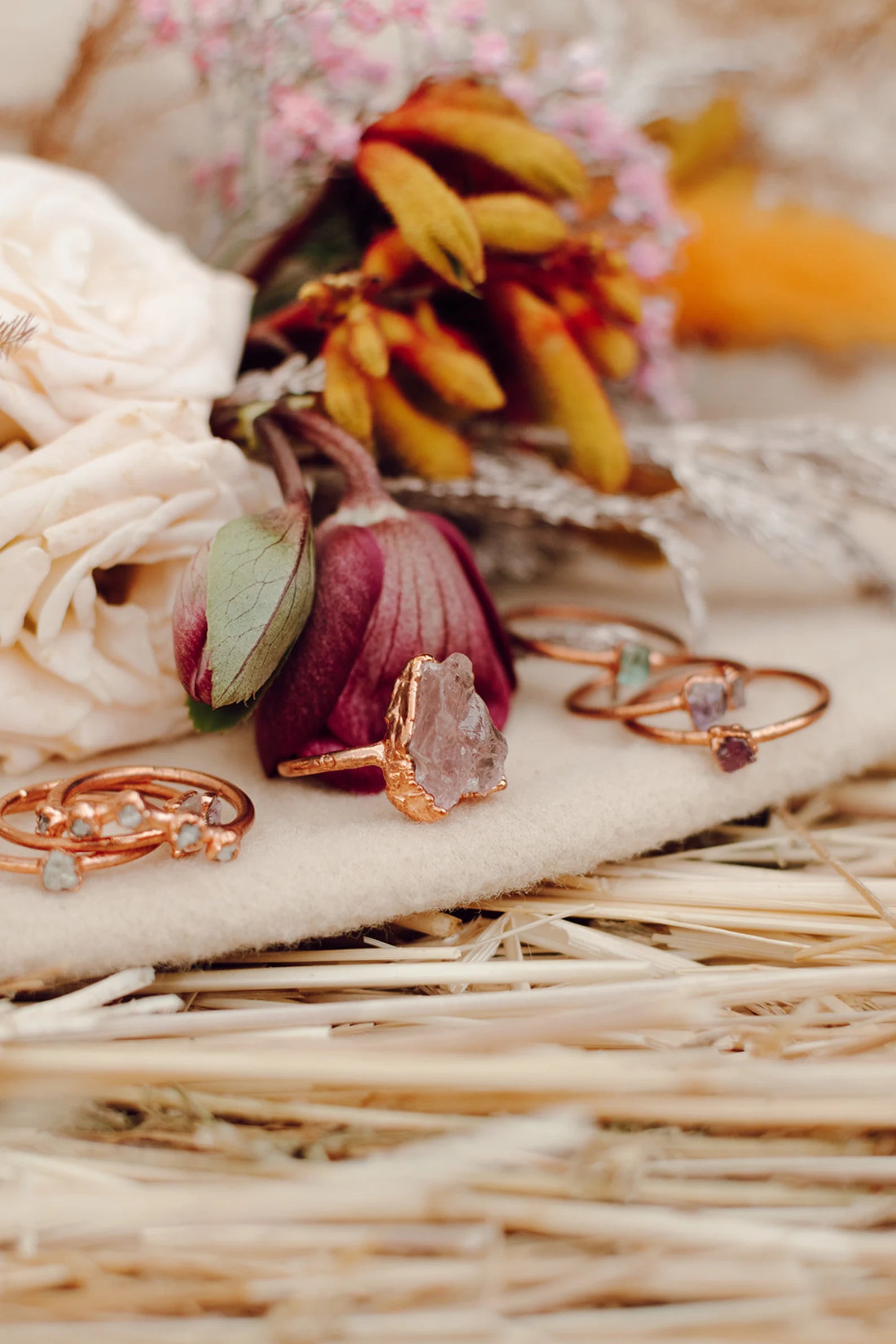 Raw Rose Quartz ring | Lotus