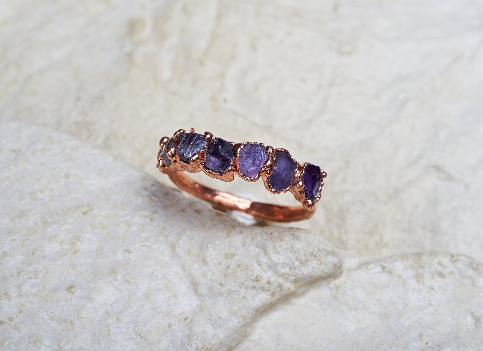 Purple stone rings ombre | Vivian