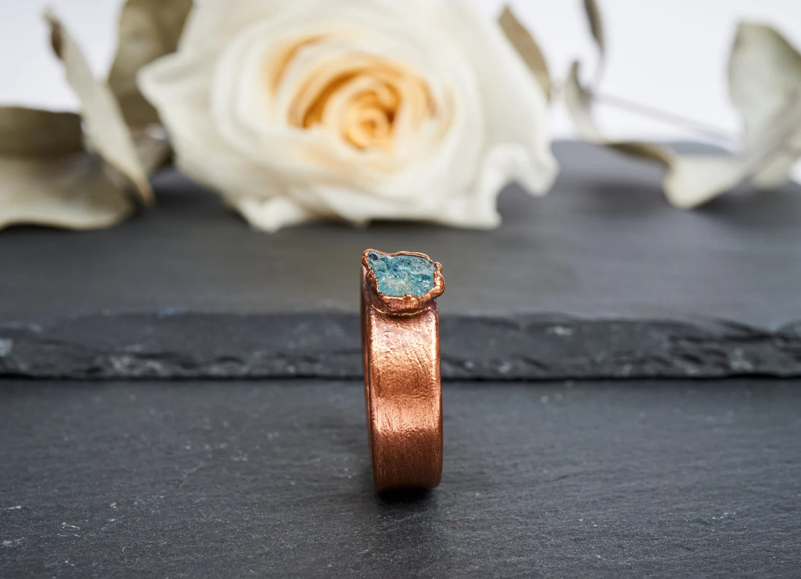 Mens aquamarine wedding band | Milo