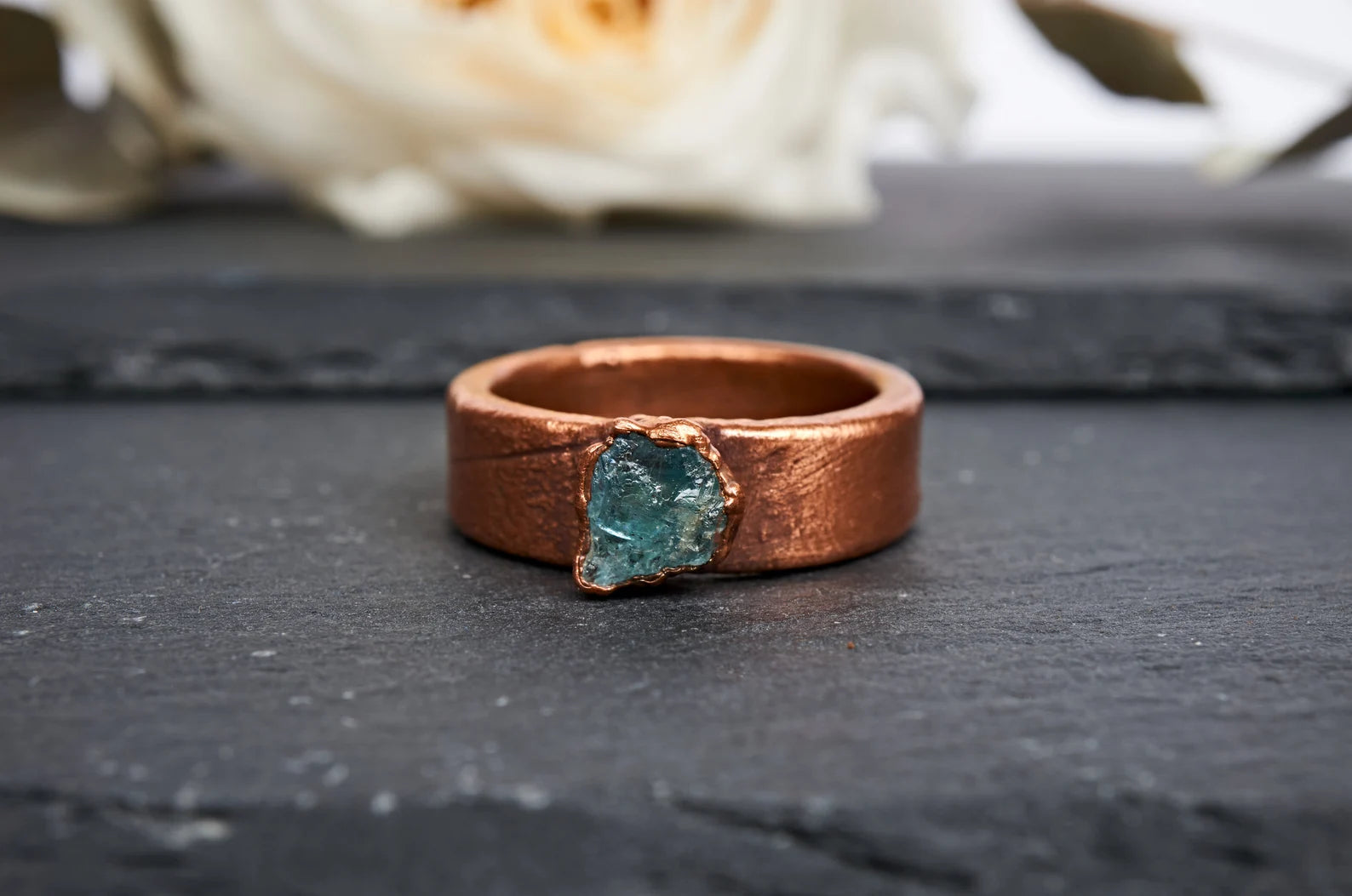Mens aquamarine wedding band | Milo