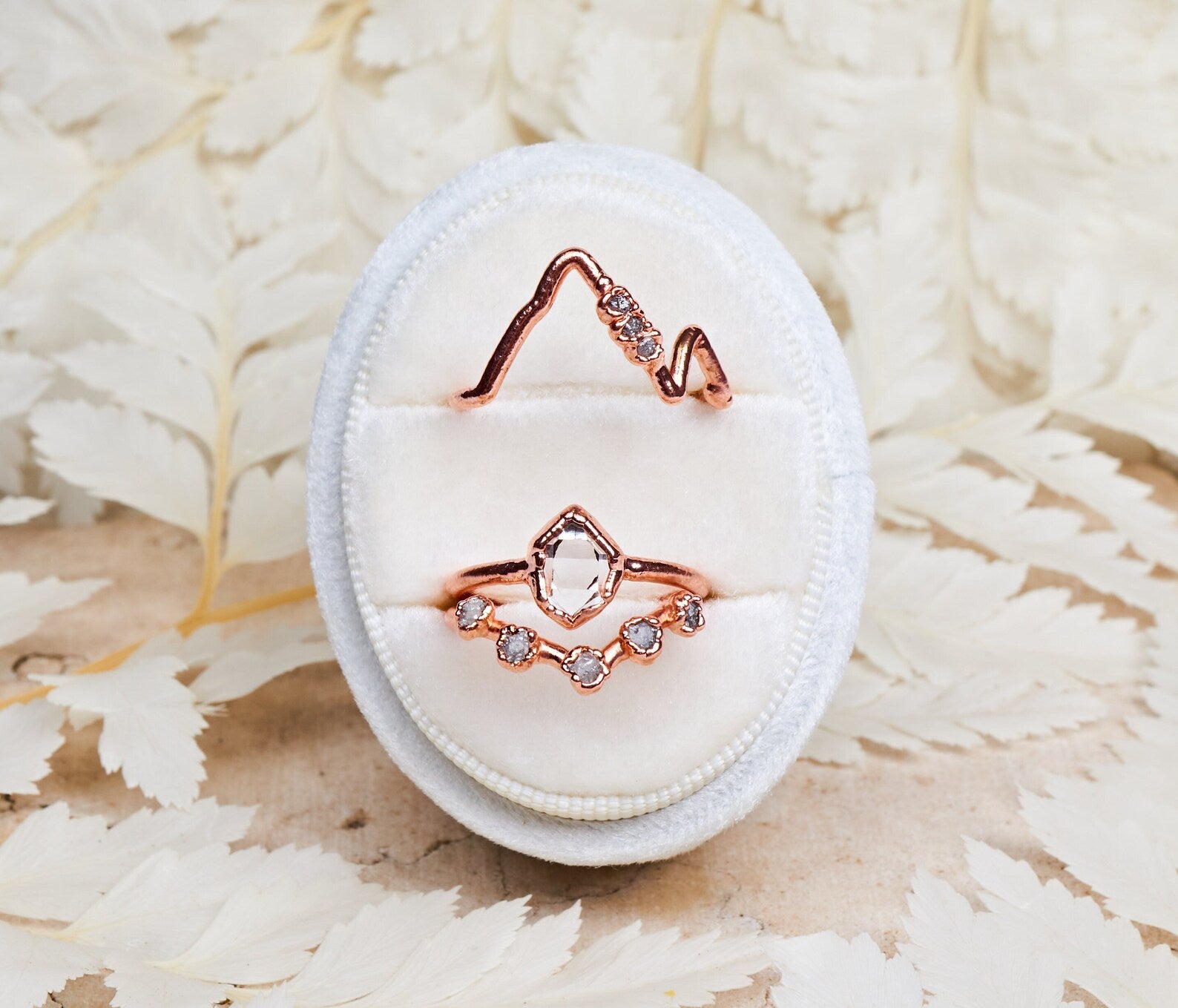 Mountain Herkimer ring with raw diamonds | Alice