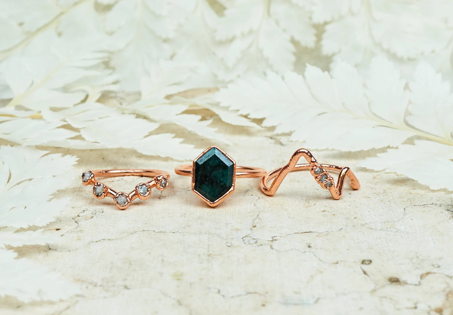Unique emerald ring design with mountain | Farrah