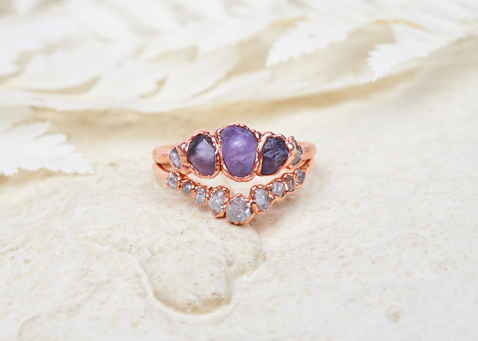 Purple sapphire rings | Charlotte Two piece set