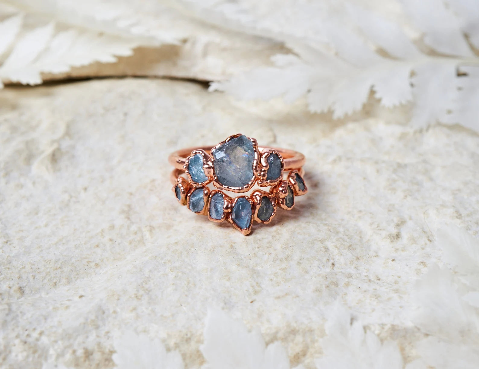 Natural aquamarine ring | Azura With chevron ring