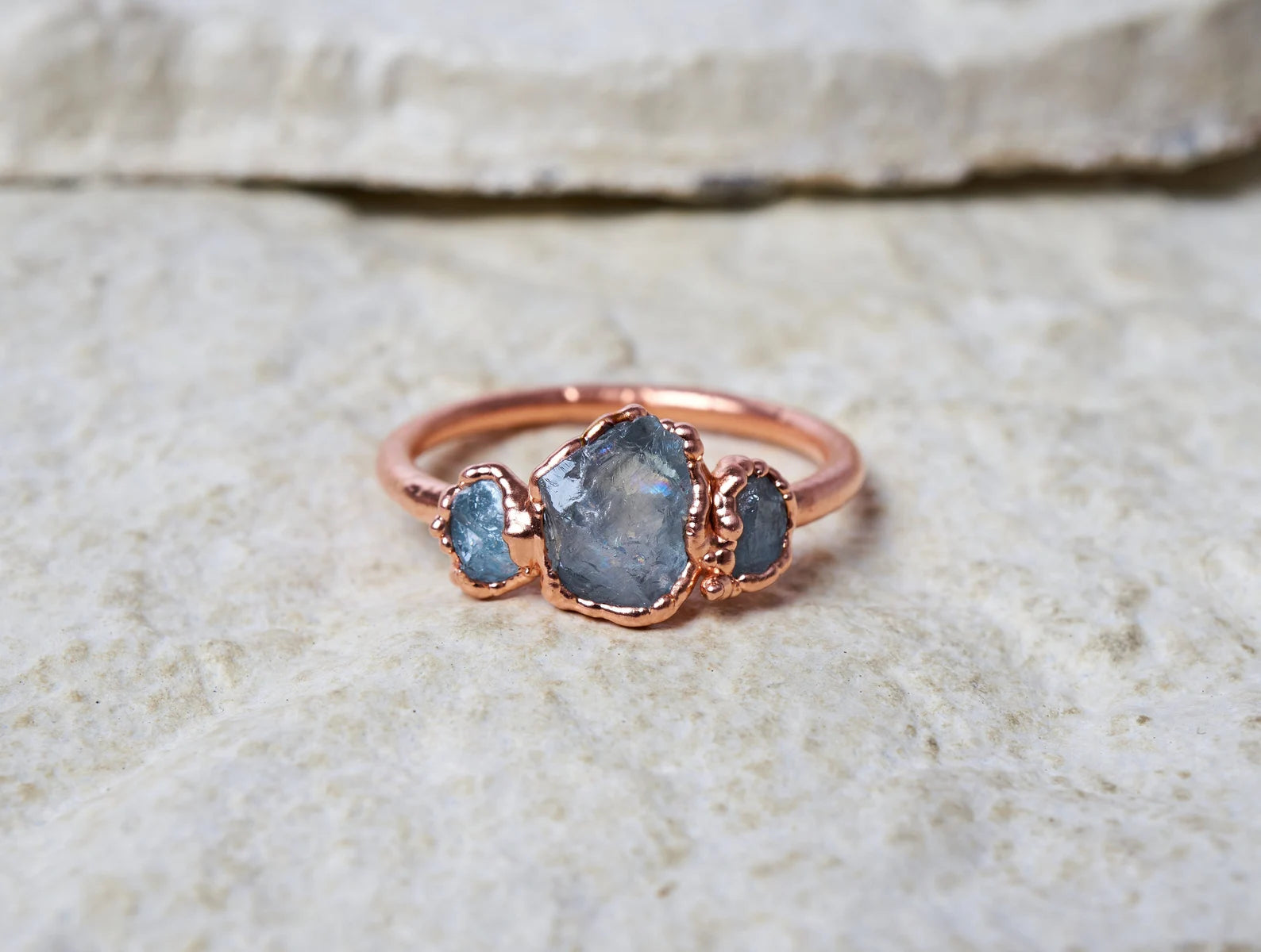 Natural aquamarine ring | Azura No chevron ring