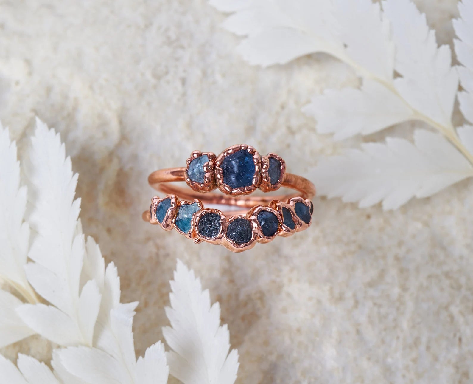 Sapphire and aquamarine ring | Gemma With chevron ring