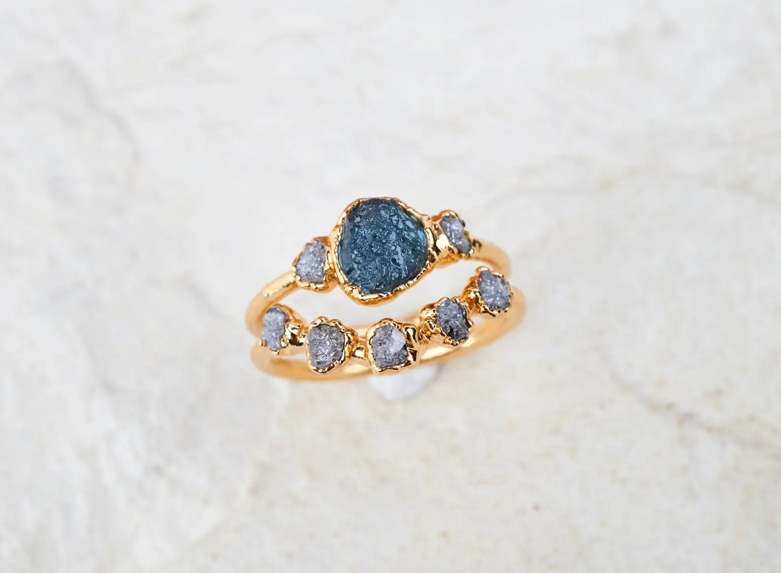 Diamond and sapphire wedding set | Ophelia