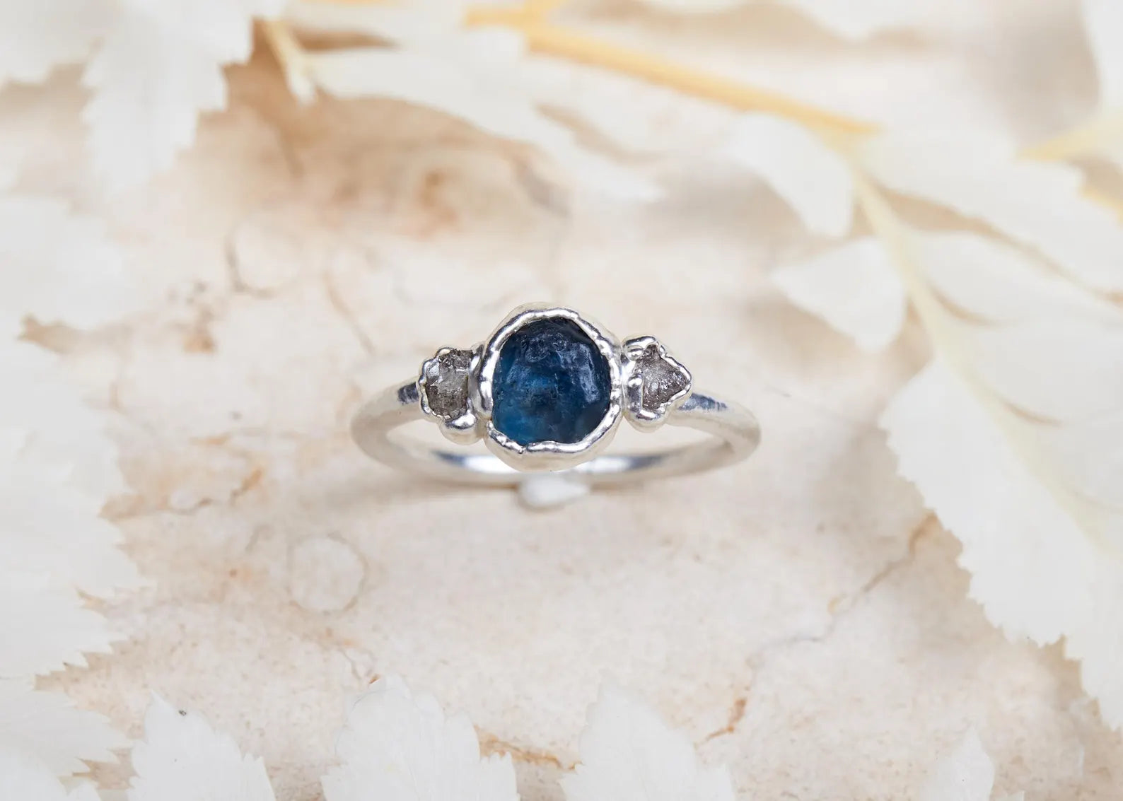Three stone sapphire and diamond ring | Jolie